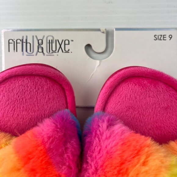Fifth & Luxe Rainbow X Band Slippers Size 9 Fuchsia Pink - Picture 9 of 13